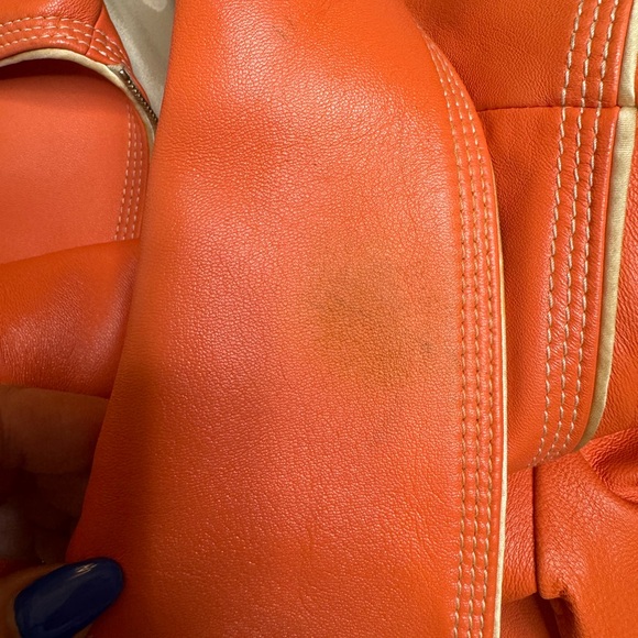 St John Sport by Marie Gray Orange Tangerine Leather Full Zip Jacket Medium - Picture 12 of 16